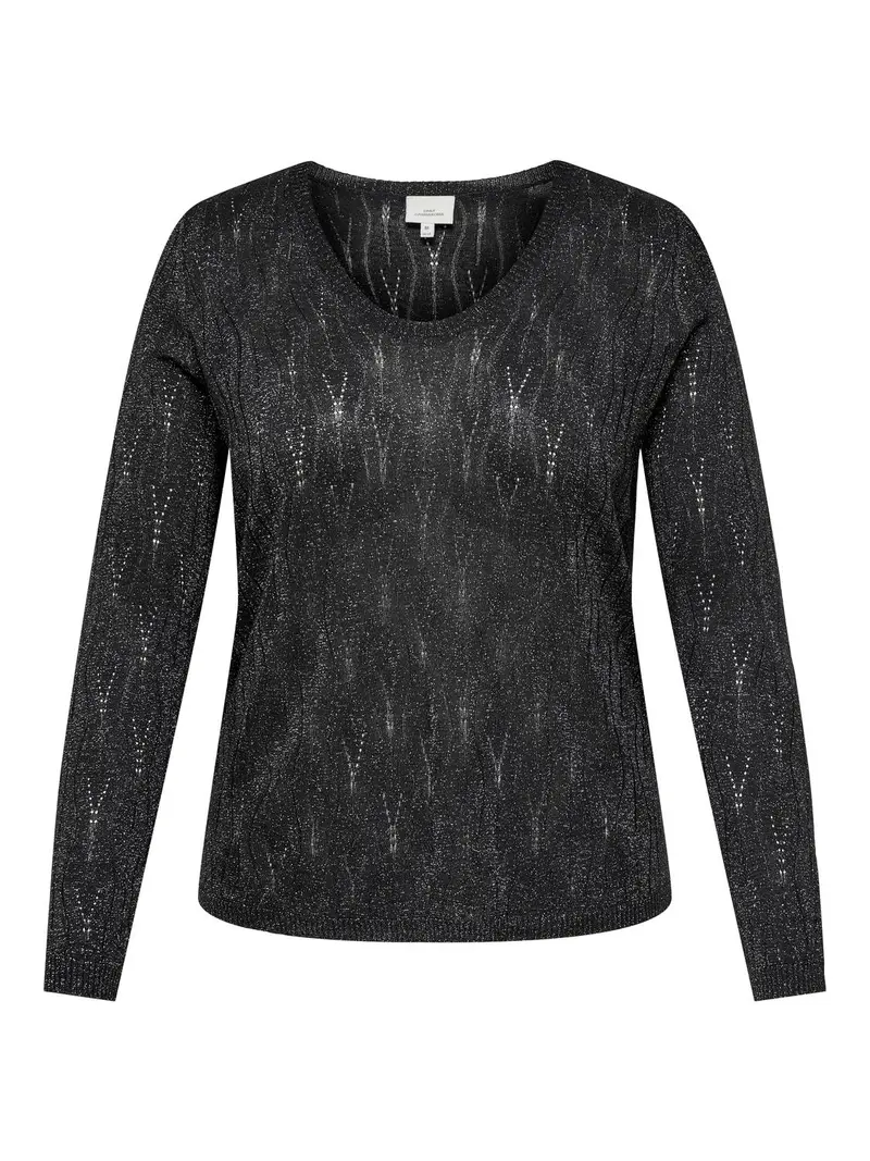 CARMELLA LS GLITTER V-NECK KNT