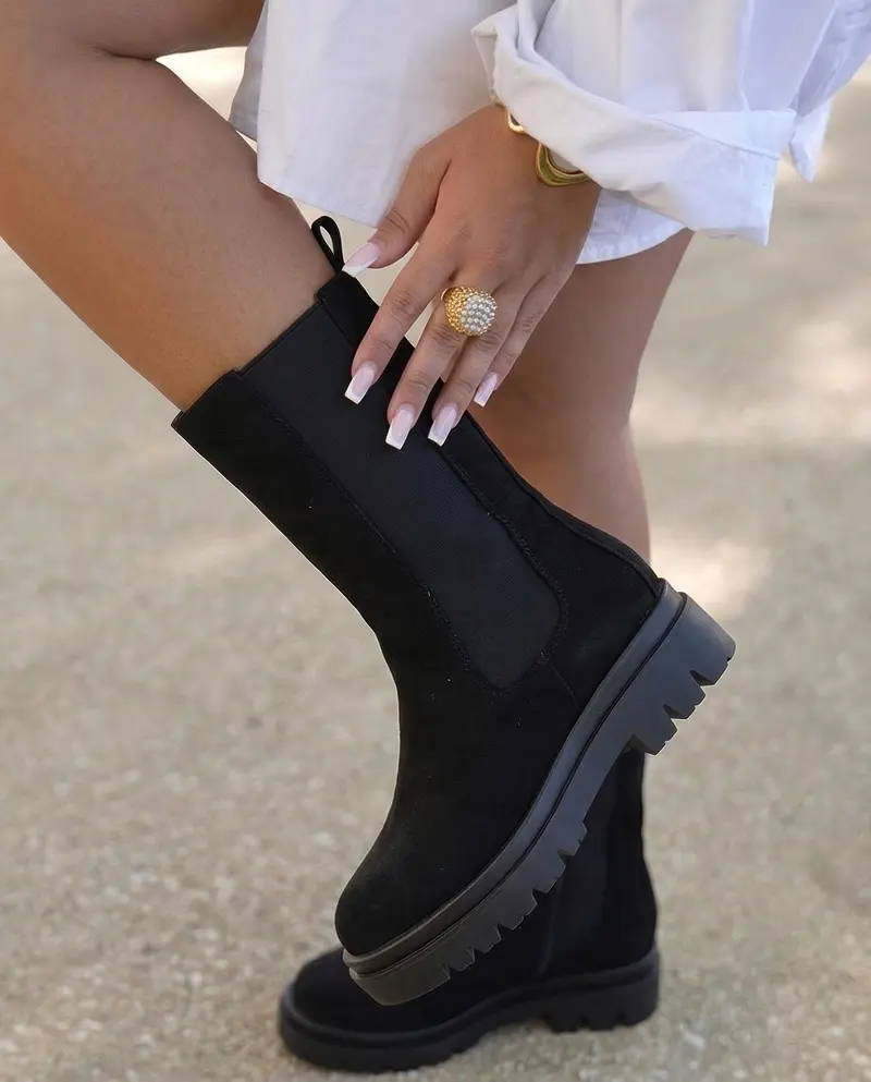 Chelsea Black Suedine Boots