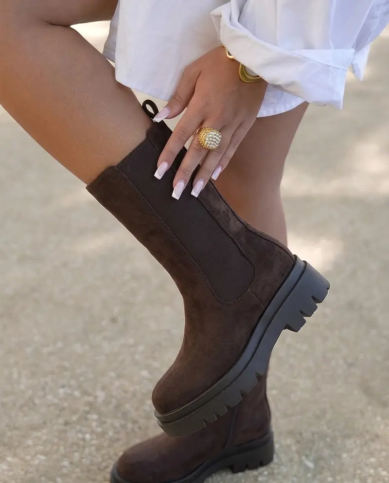 Chelsea Brown Suedine Boots