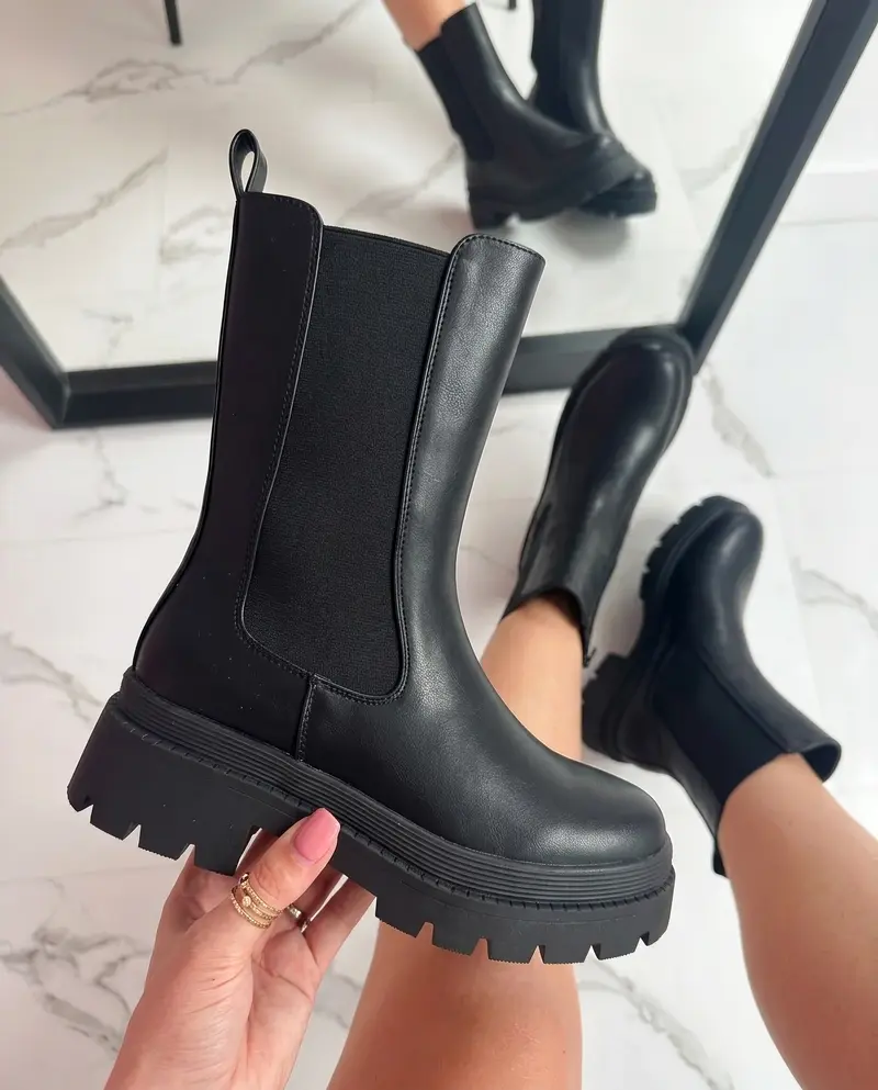 Chelsea Chunky High Boots - Black
