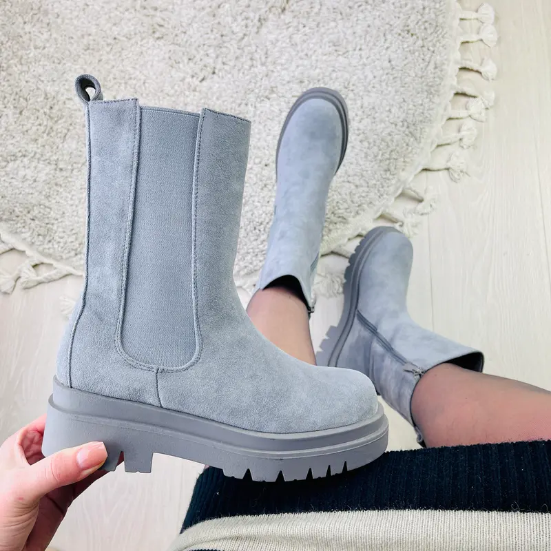Chelsea Lt. Grey High Boots