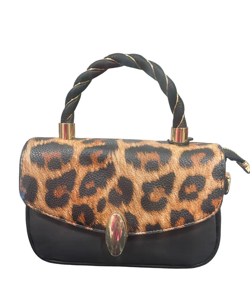 CHEYYS Leren damestas | Leopard Bruin