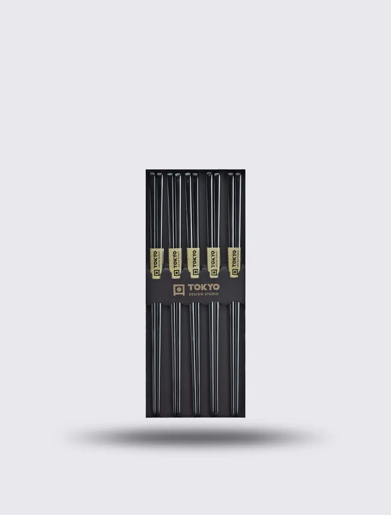 Chopstick Set Stainless Steel Black 5 Pair 23 cm