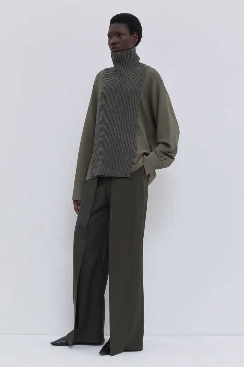 Christian Wijnants | Kawsar Ribbed Bib Turtle Neck Forest Melange