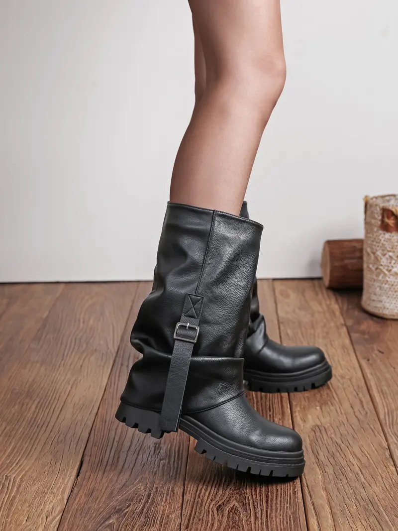 Chunky halfhoge laarzen - Black