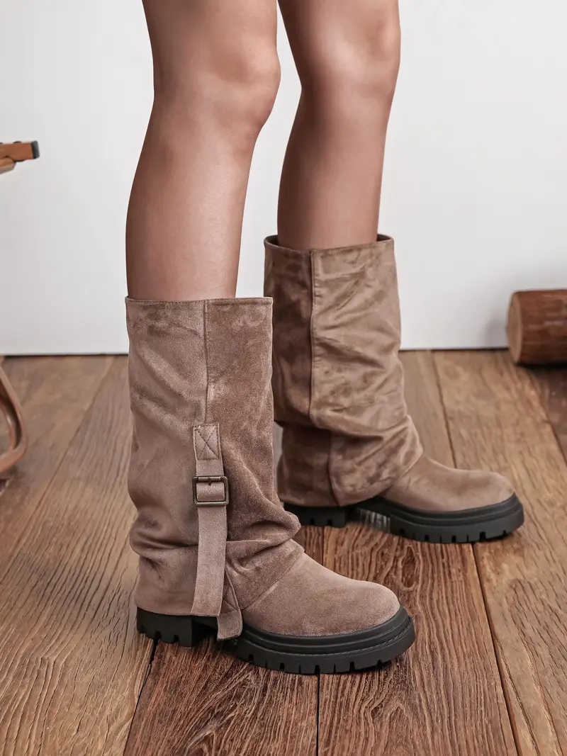 Chunky halfhoge laarzen - Taupe