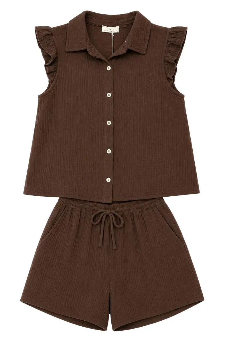 Co-ord mousseline brown