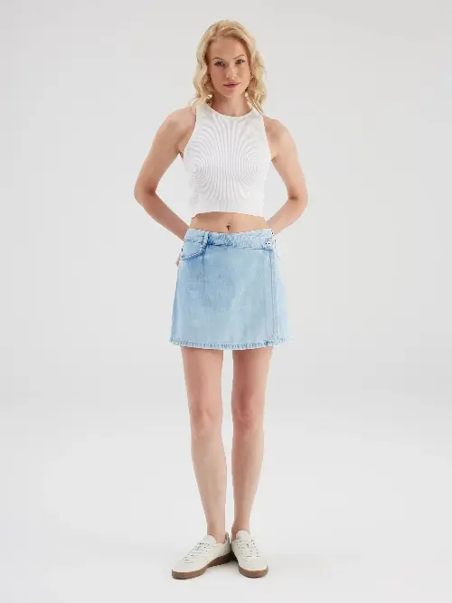 COJ denim skort cary licht blauw