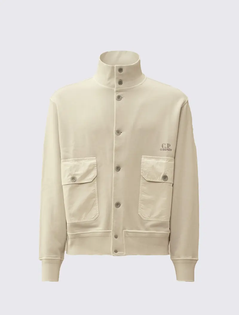 Cotton Diagonal Fleece Resist Dyed Button Sweatshirt