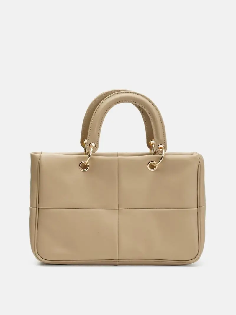 Damestas effen leren handtas | Beige