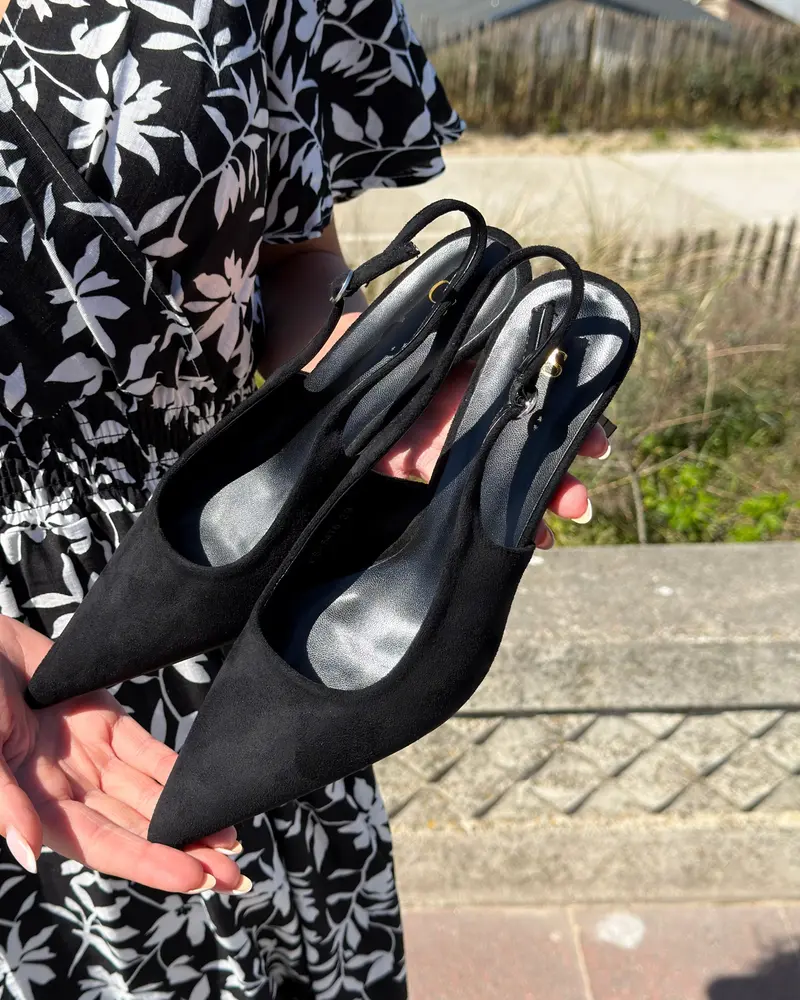 Date-Night Suedine Black Heels