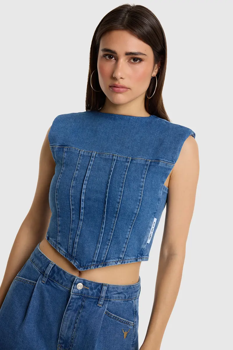 denim corset top