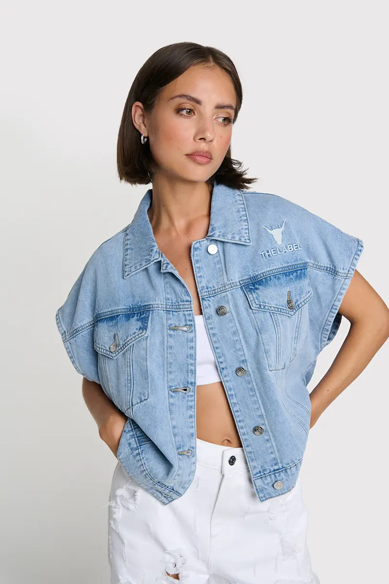 Denim waistcoat light blue