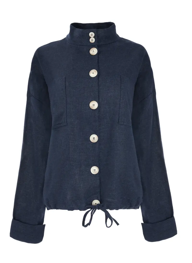 Dille LS Linnen/Viscose Woven | Marine