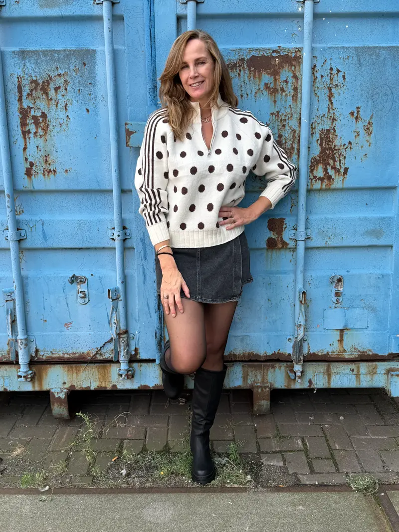Dot Quarter Zip Sweater