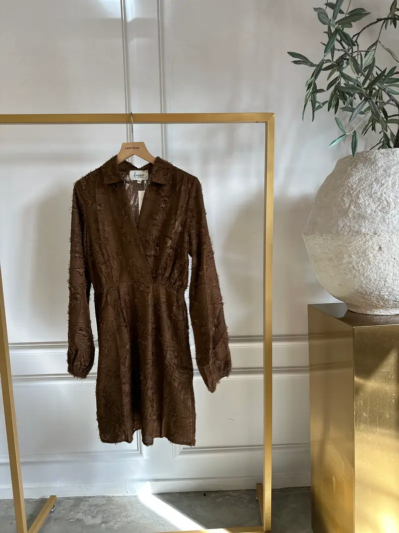 Dress fluffy A-95192 Brown