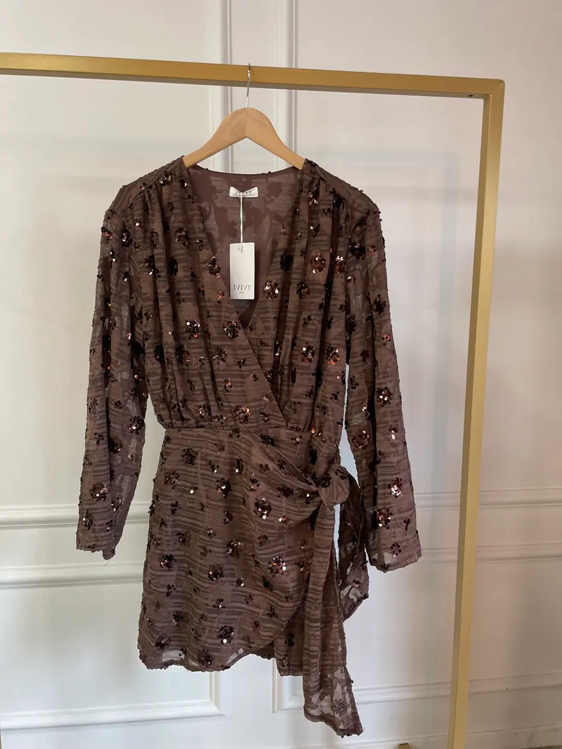 Dress paillet H4240 Brown