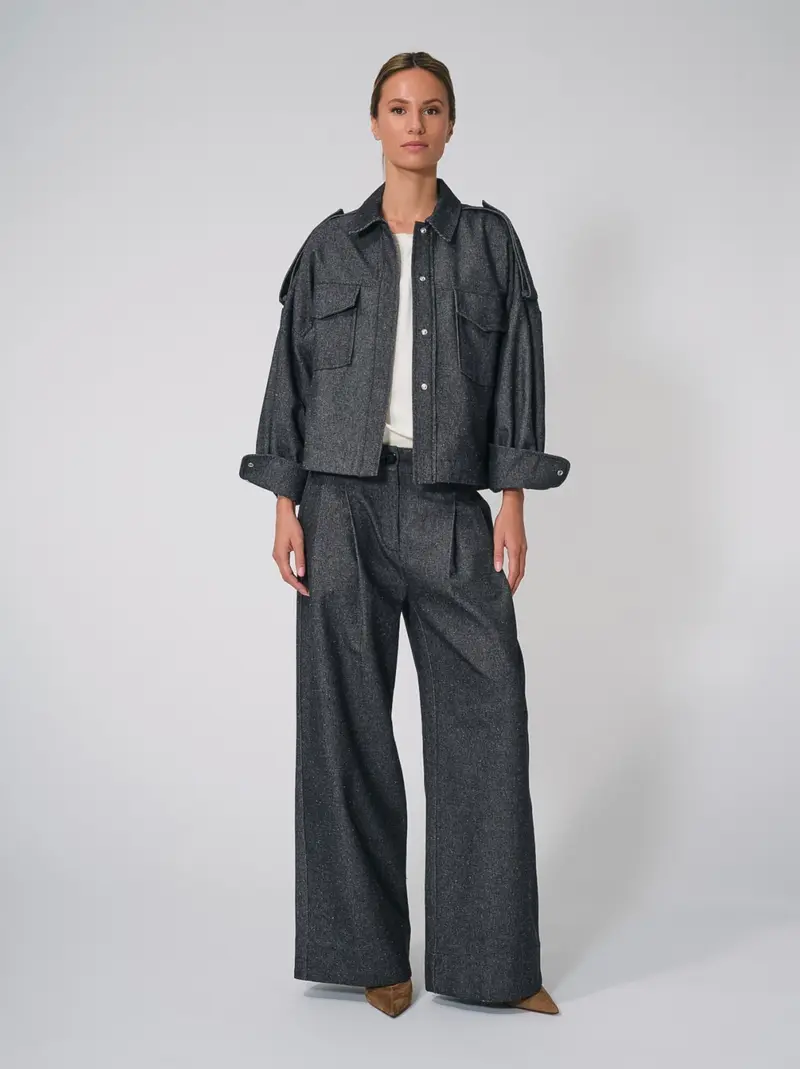 Dutchess Boxy Blouse Black Denim