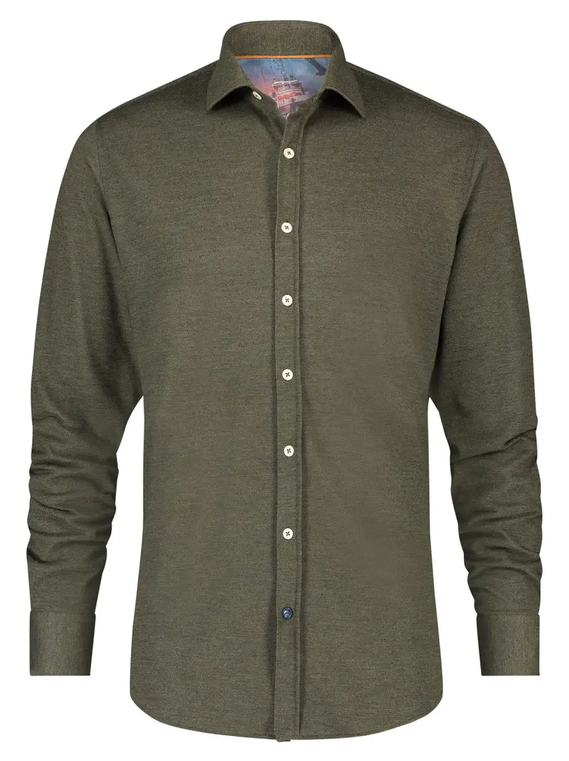 Effen groen overhemd | A fish named Fred shirt pique green