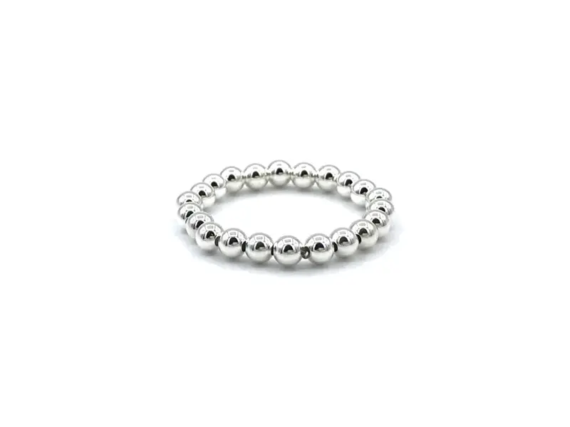 Elastische basis ring Larissa met Sterling zilveren balletjes