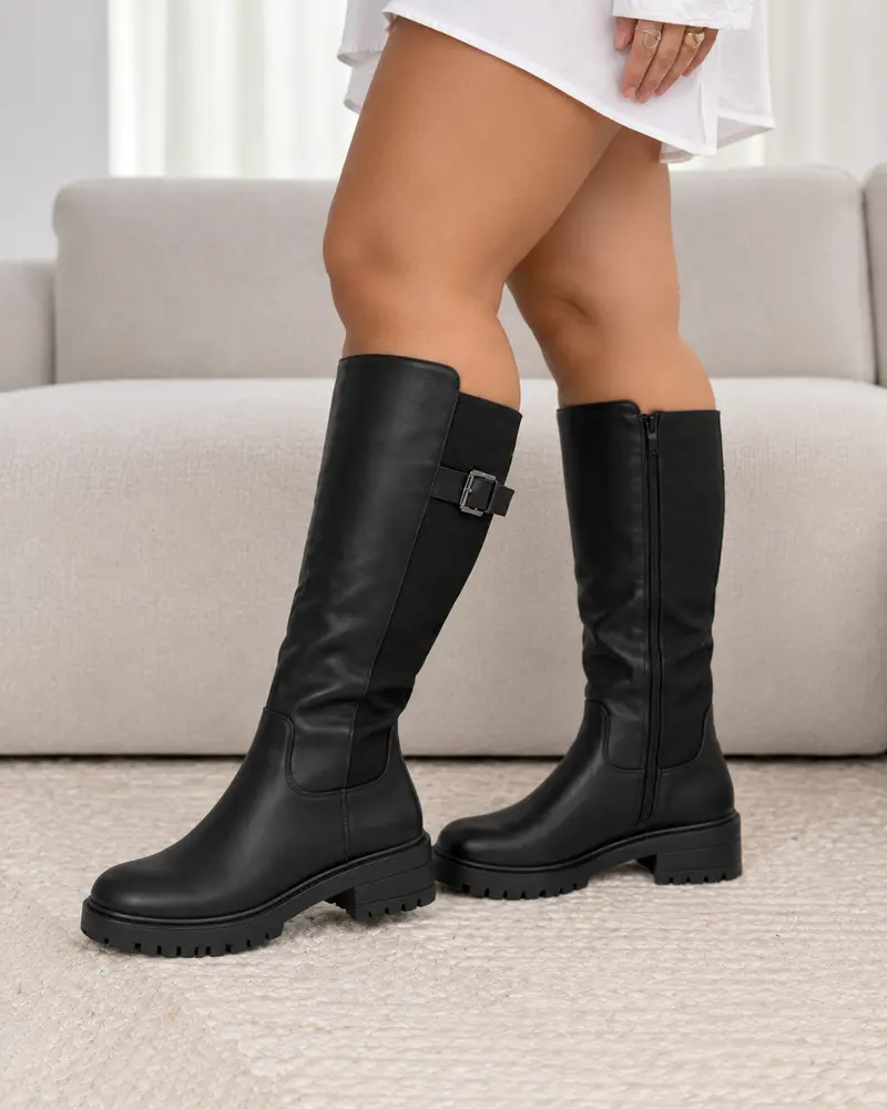 Elin Stretch High Boots - Black