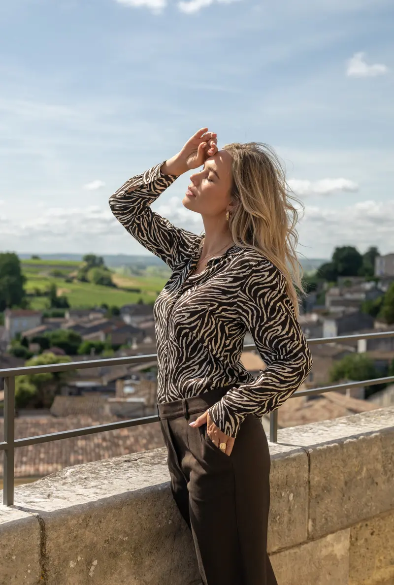 Elvira Casuals-Blouse June-Brown Zebra