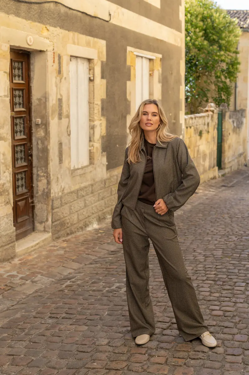 Elvira Casuals-Broek Kaylee-Dark Coffee Check