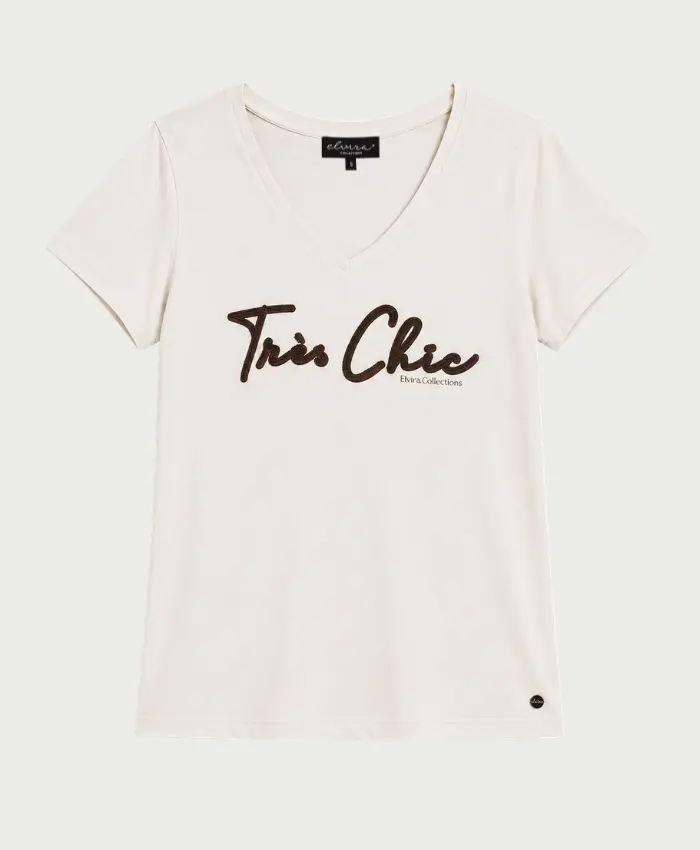 Elvira Casuals-T-shirt Tres Chic-Ecru