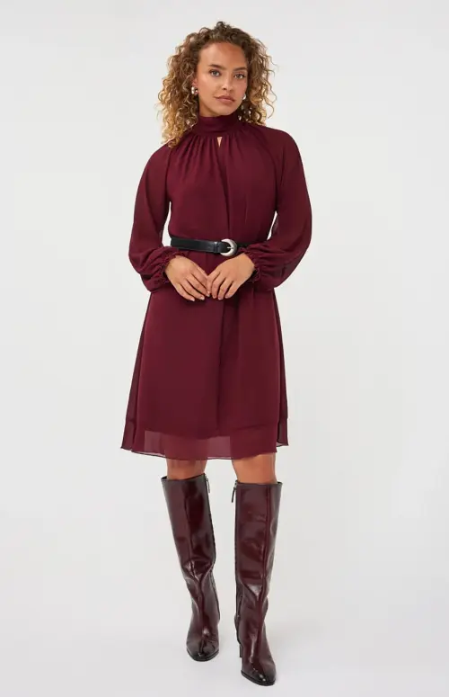 Esqualo jurk chiffon mouwen rood