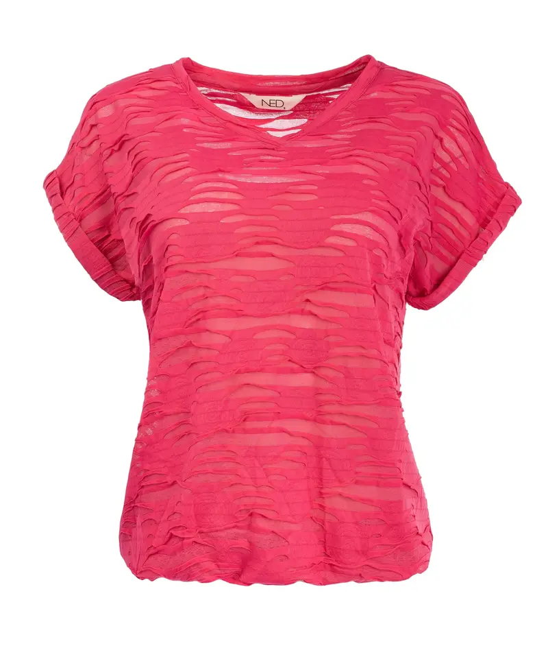 Evans SS Cut-out Structure Tricot | Fuchsia