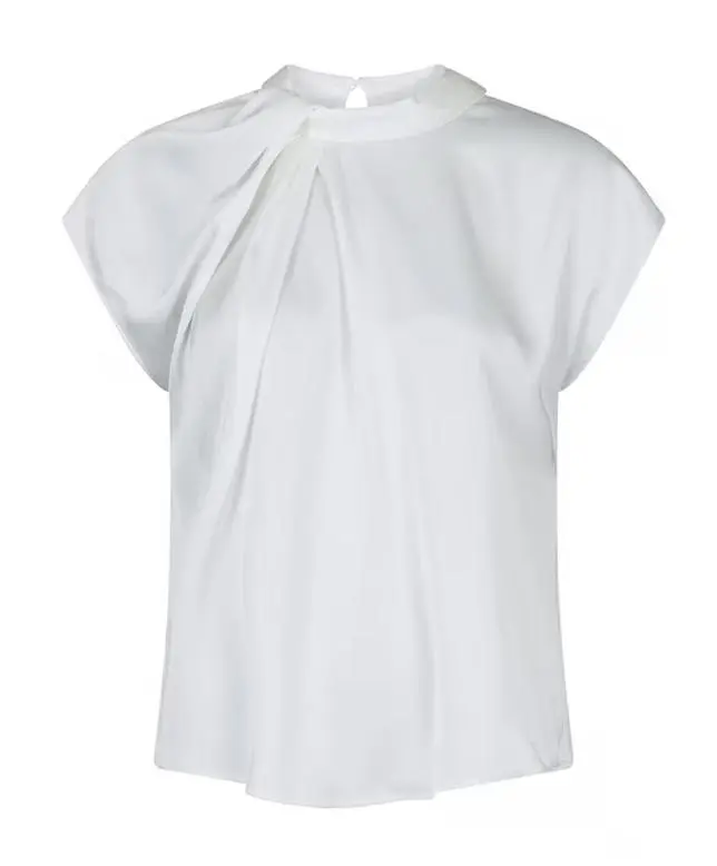 Fleur drapy satin blouse white