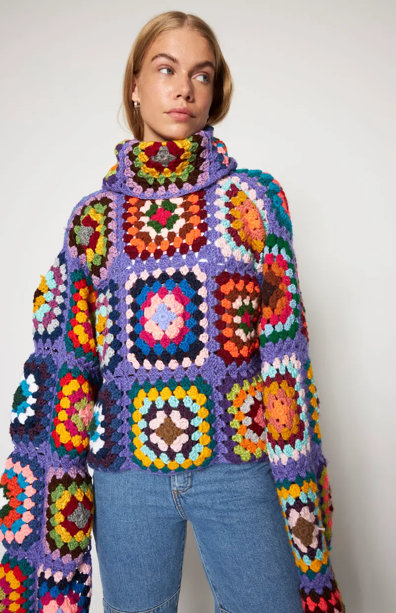 Floor Crochet Sweater Purple