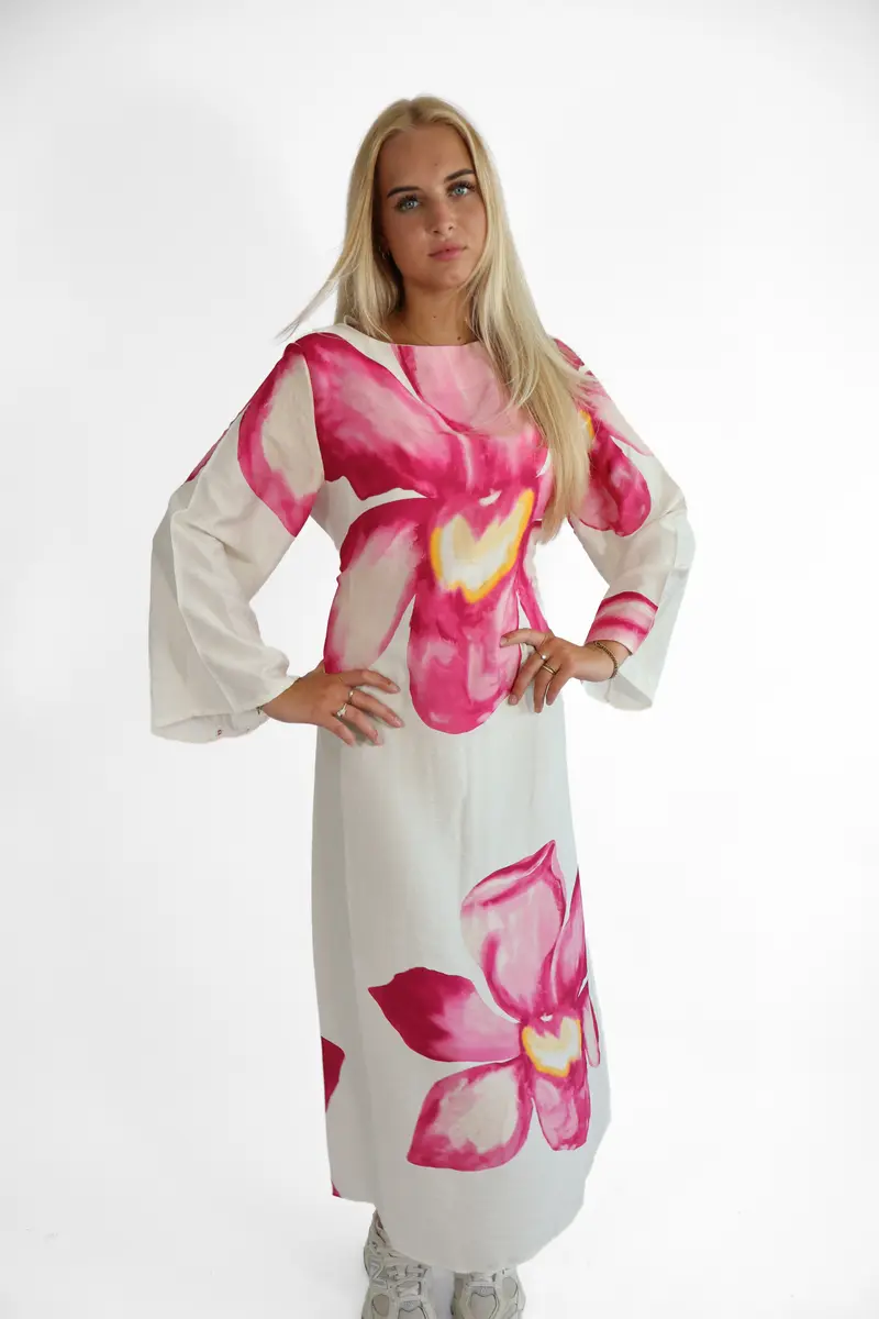 Flowery Long Dress - Stretch