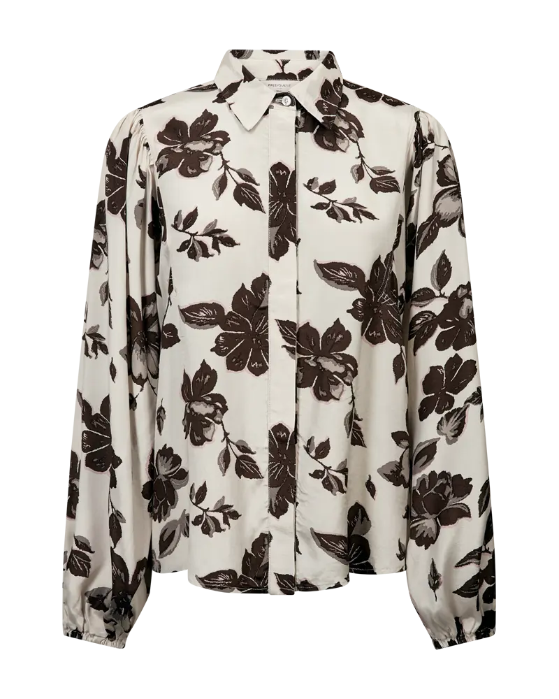 FREEQUENT BLOUSE MONY PRINTED BALLOON SLEEVES moonbeam w. mole
