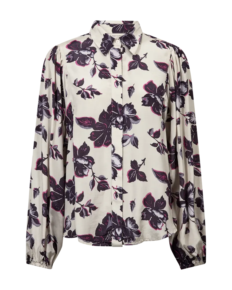 FREEQUENT BLOUSE MONY PRINTED BALLOON SLEEVES moonbeam w. nightshade