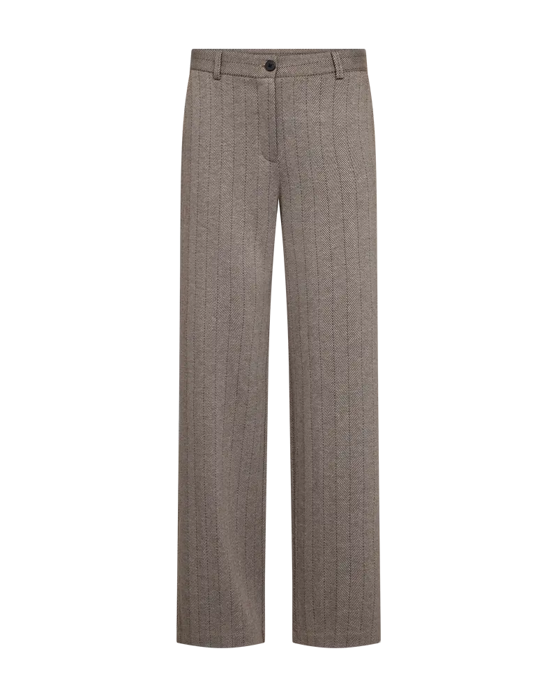 FREEQUENT BROEK BONNIE HERRINGBONE PATTERN moonbeam w.mole