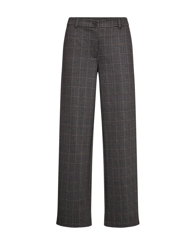 FREEQUENT BROEK PRINTED CHECK black w. desert taupe