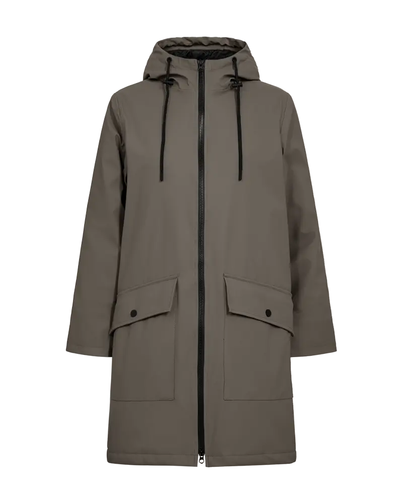 FREEQUENT JACKET RAIN WATERPROOF ZIPPER morel