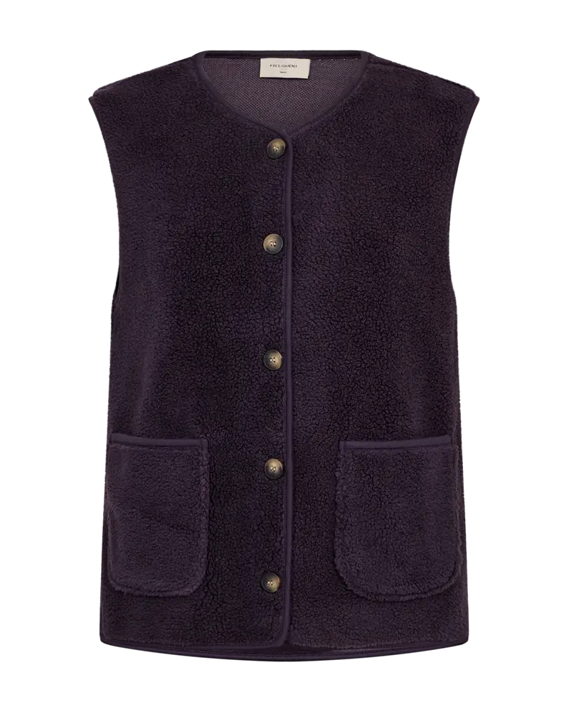 FREEQUENT WAISTCOAT TEDDY WITH BUTTON nightshade