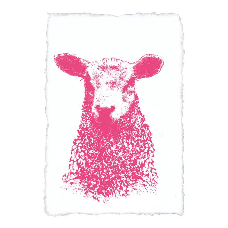 Frohstoff Kunstdruk Schaap Neon Pink