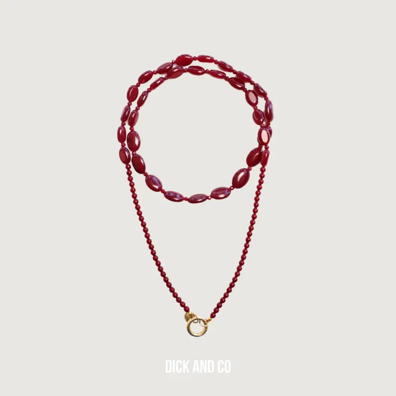 Funky Burgundy Long Necklace