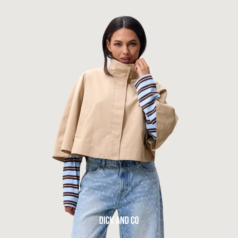 Funnel neck cape jacket