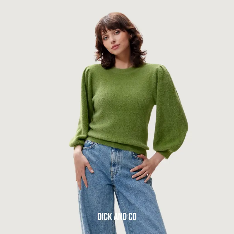 Fuzzy Puff Sleeve Knit