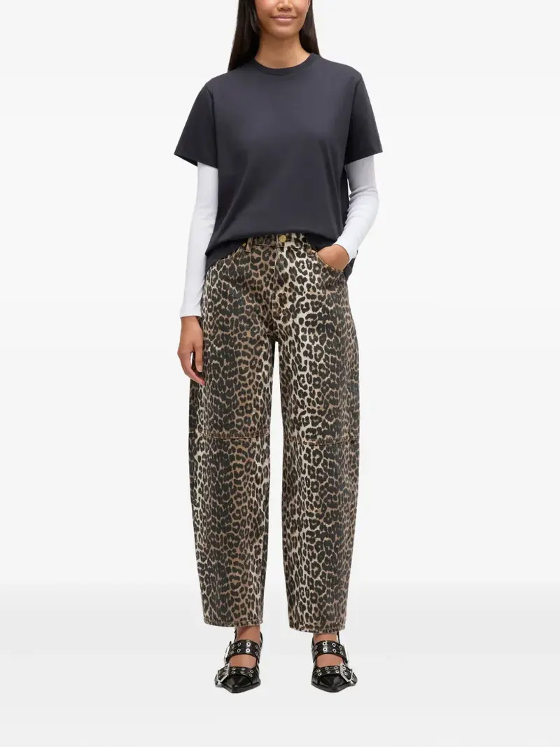 Ganni luipaard barrel broek