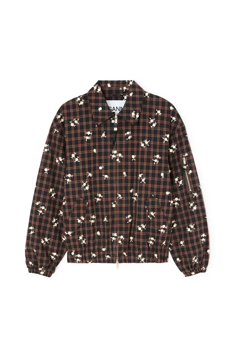 Ganni Yarn dyed check flower bomber