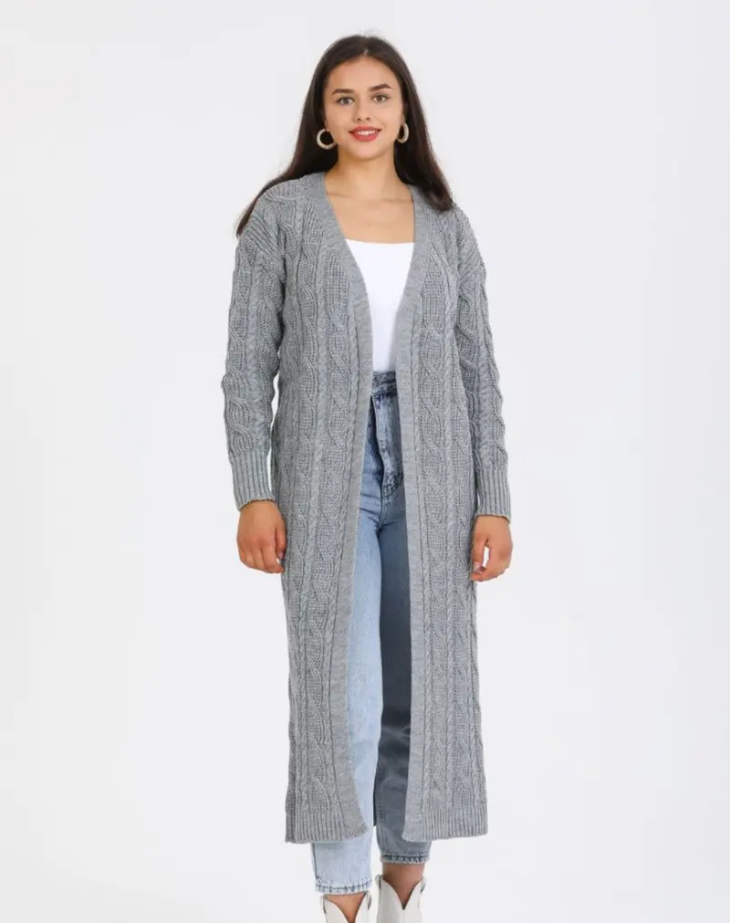 Gebreide Vest voor dames lang | Grijs Damesvest