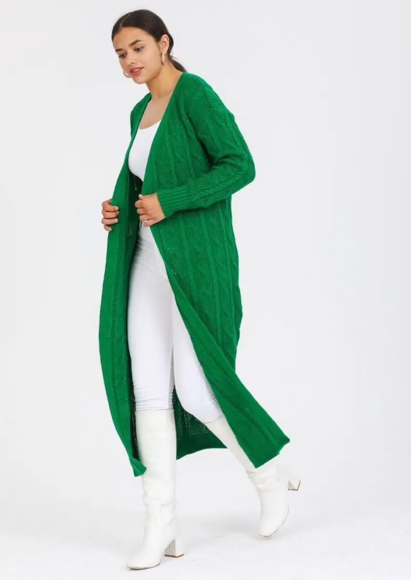 Gebreide Vest voor dames lang | Groen Damesvest