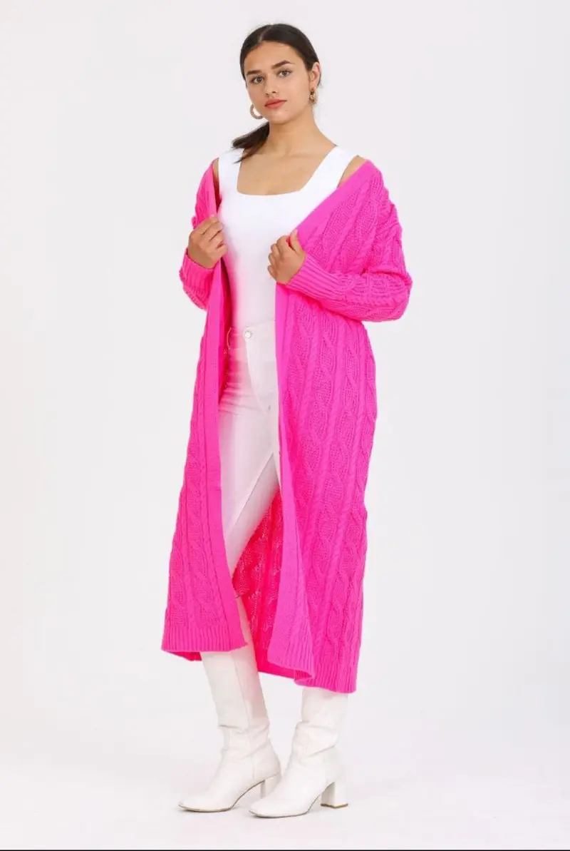 Gebreide Vest voor dames lang | Roze Damesvest