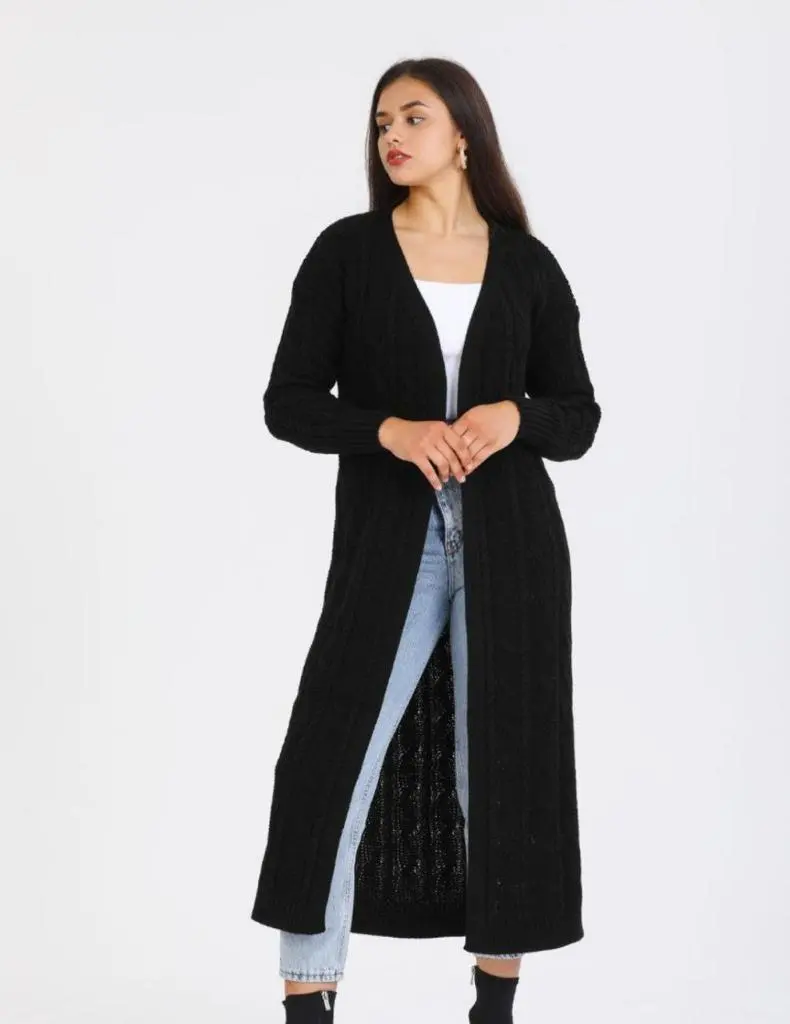 Gebreide Vest voor dames lang | Zwart Damesvest