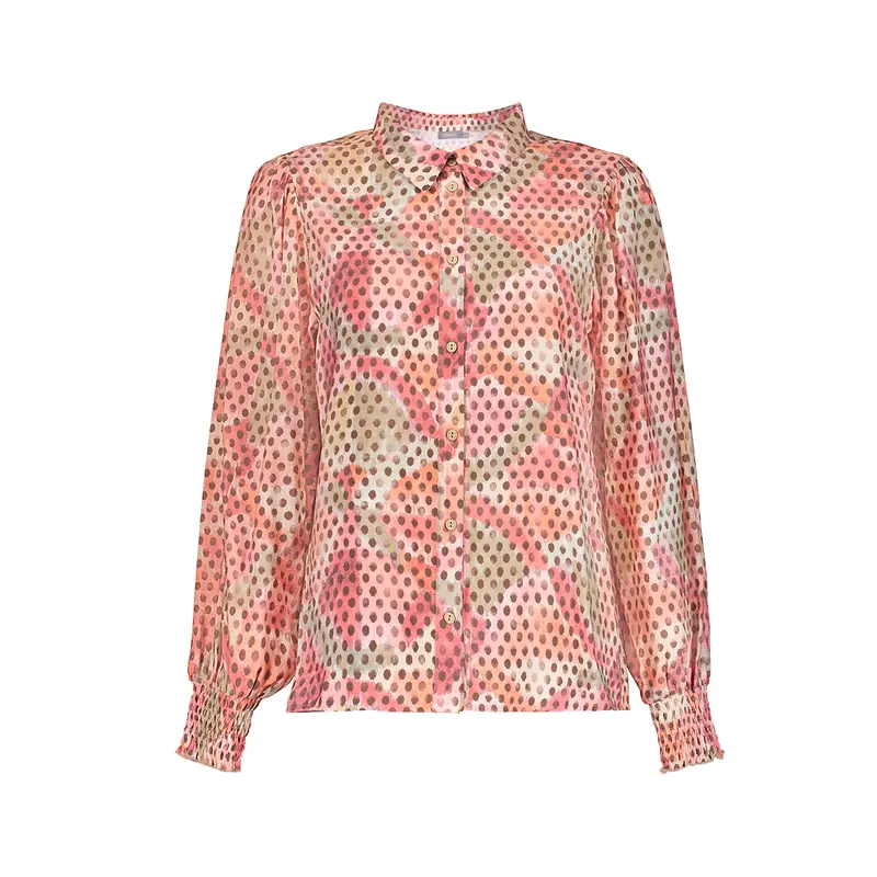 GEISHA BLOUSE coral/moss green